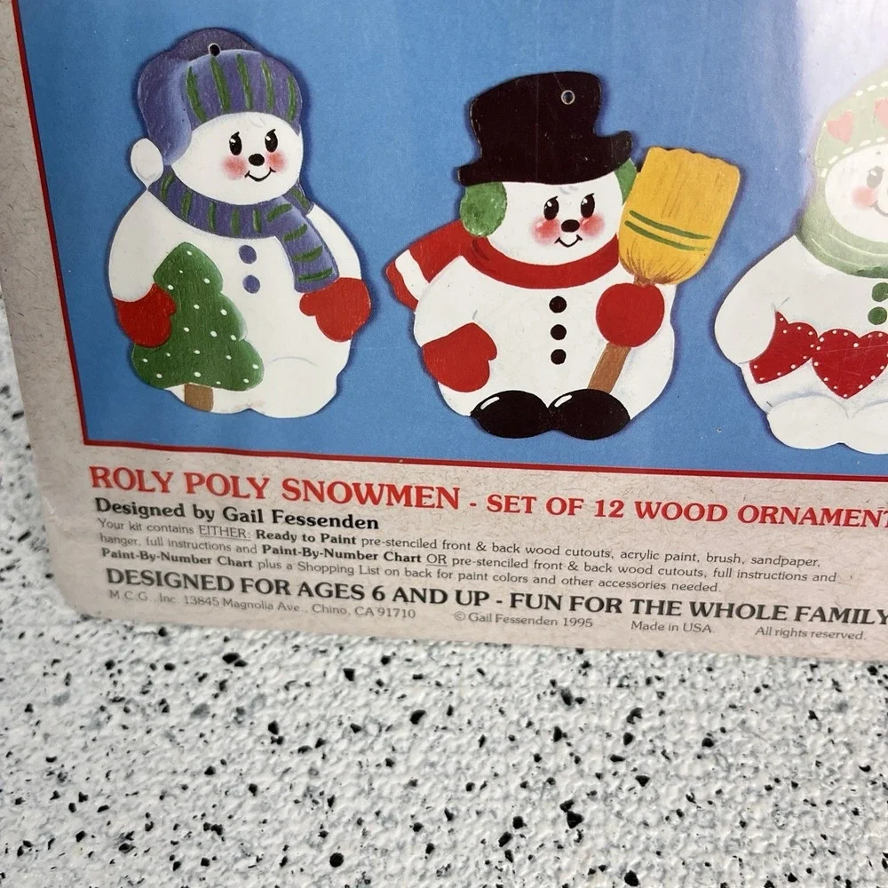 Vintage 90s‎ Simply Wood Christmas Ornament Craft Kit Roly Poly Snowmen 2 Packs